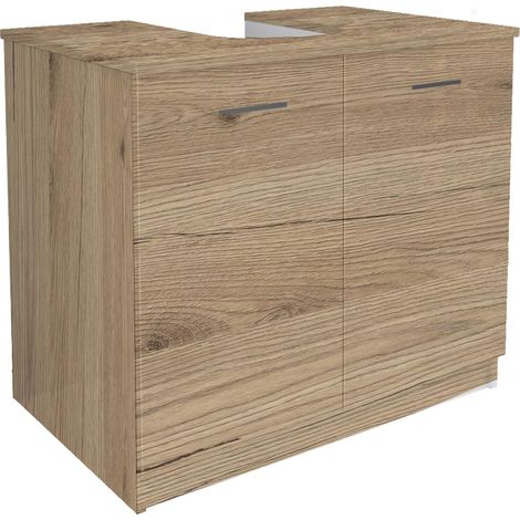 MaMa Store Copricolonna Mobile in Kit da Montare Sottolavabo con 2 Ante Quercia Naturale, L. 70cm x P. 46cm x H.62cm (1/5)