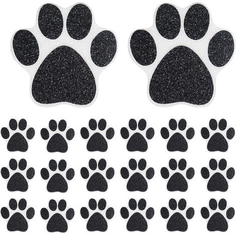 Alfombrillas de ducha de seguridad - Adhesivos antideslizantes - Baño seguro - Diseño de huella de perro - 20 unidades - Negro (1/5)