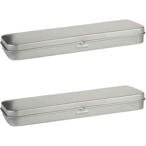Lot de 2 boîtes à crayons multifonctions pour la maison, en fer-blanc.-16X5.4CM-Silver (1/3)