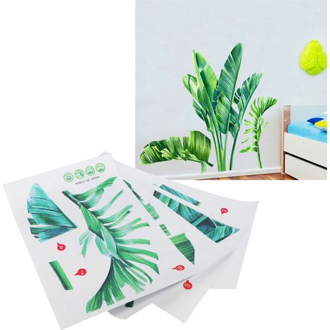 Stickers muraux à motifs de plantes tropicales, papier peint autocollant pour la décoration des murs de la chambre et du salon (1/5)