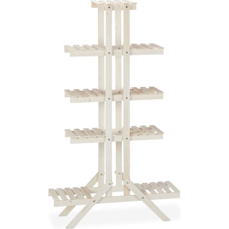 Scaffale porta piante a 5 livelli da interno 142 x 83 x 25 cm design rustico atmosfera naturale in legno di pino 130005567
