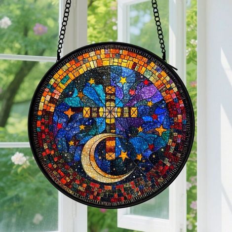 Capteur de soleil en vitrail - décoration spirituelle 15cm (1/4)