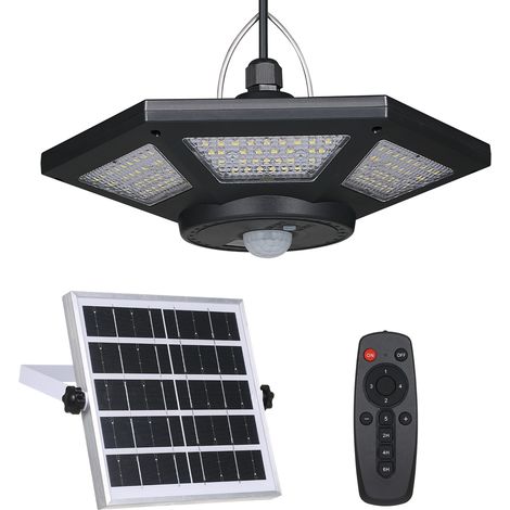 Solar-Garagenleuchte mit 180 LEDs, Bewegungsmelder, wasserdicht und mit Fernbedienung. (1/5)