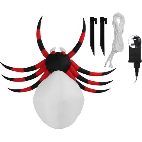 Décoration gonflable araignée 2,4m avec LED pour extérieur, grande araignée lumineuse Halloween pour jardin, prise britannique (1/5)