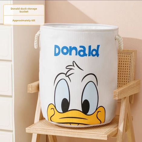 Auténtica cesta plegable para guardar ropa, muy estética, con estampados de dibujos animados, de gran capacidad, ideal para el hogar o residencias estudiantiles (Pato Donald, modelo grande 50 x 40 cm  (1/5)