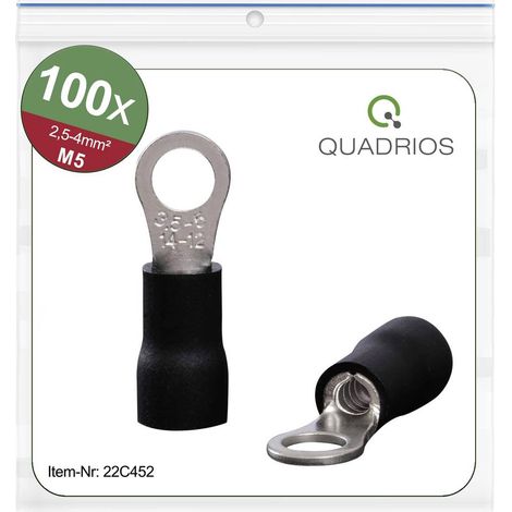 Quadrios 22C452 Capocorda ad anello Sezione Max=4.0 mm² Ø foro=5.3 mm Parzialmente isolato Nero 1 KIT (1/4)