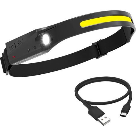 Lampe frontale rechargeable, 600 lumens, 5 modes, lampe frontale LED puissante