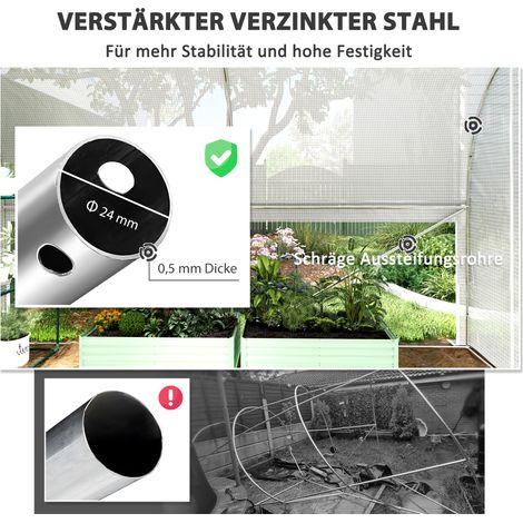 Serre de jardin 3x2x2 m, tunnel de culture avec 4 fenêtres et porte, parois latérales enroulables, bâche anti-UV résistante, armature en acier galvanisé blanc, abri pour tomates. (1/5)
