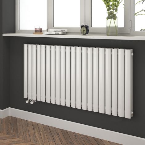 EMKE Radiateur eau chaude en acier Tube Rond Radiateur Mural Double Couche 1828W Blanc 60x120cm (1/4)
