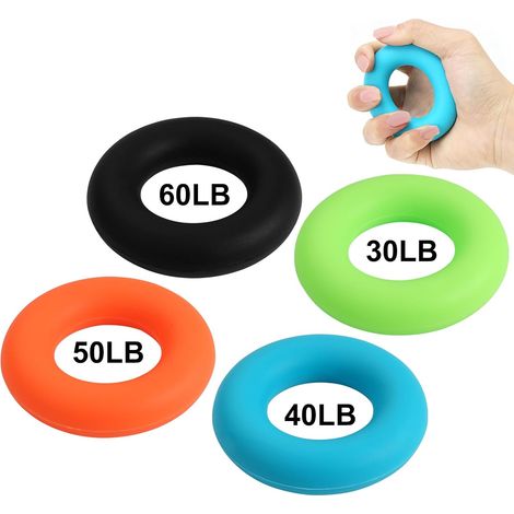 Set di 4 attrezzi per rafforzare la presa della mano, allenatore per le dita, rinforzatore per le dita, attrezzo per esercizi di presa della mano, allenatore muscolare portatile in silicone per lo spo (1/5)