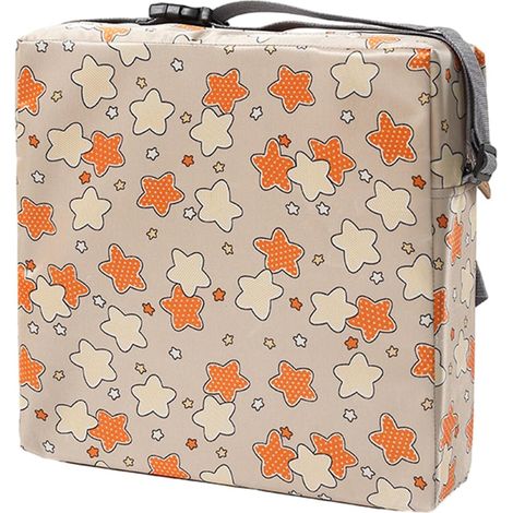 Cojín elevador para trona infantil, portátil, ajustable, extraíble y de esponja, cómodo para el comedor (32 x 32 x 8 cm, estrellas caqui)