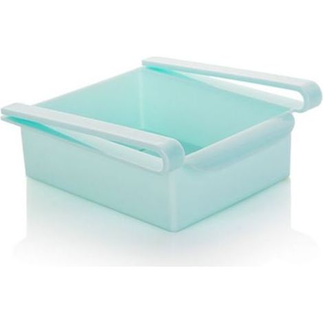 3 Bacs de rangement rétractables pour réfrigérateur, boîtes de conservation alimentaire en plastique bleu, organisateur de tiroir compartimenté, étagère de frigo, 3 pièces. (1/5)