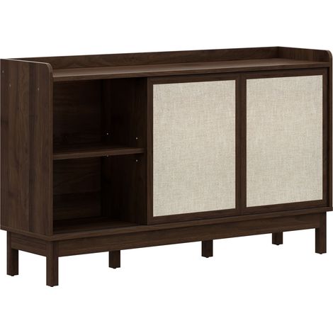 Buffet, portes coulissantes, doubles tiroirs, adapté au salon et à la salle à manger, meuble de rangement multifonction.