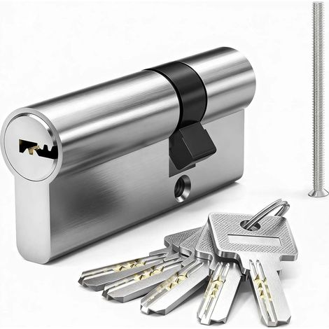 Cylindre profilé 25/45 - Cylindre de serrure Euro - Cylindre de serrure double face - 70 mm - Avec 5 clés en laiton (1/5)