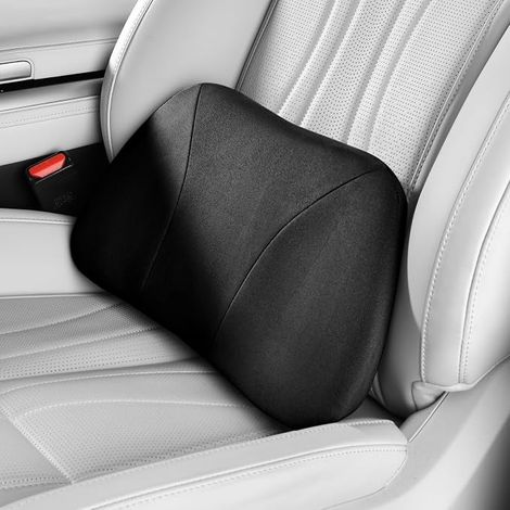 coussin lombaire voiture,soulage douleurs dorsales,s'adapte étroitement taille,mousse mémoire,daim,chaises bureau,sièges repos, portable, 39×22cm (1/5)