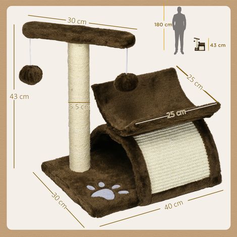 Arbre à chat, tour à chat, jouets pour chat, lit, 2 balles suspendues incluses, en sisal naturel, 43 cm de haut. (1/5)