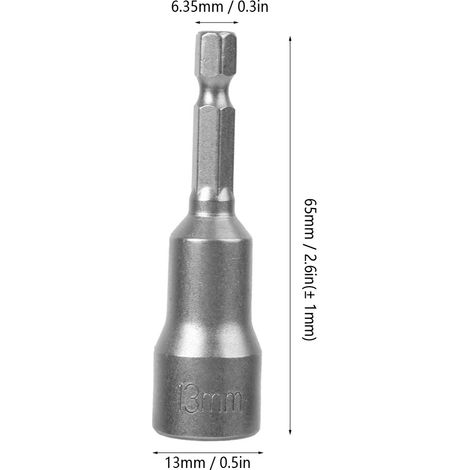 Lot de 5 douilles hexagonales magnétiques, outil de vissage électrique, adaptateur magnétique pour foret, 13 mm (1/5)