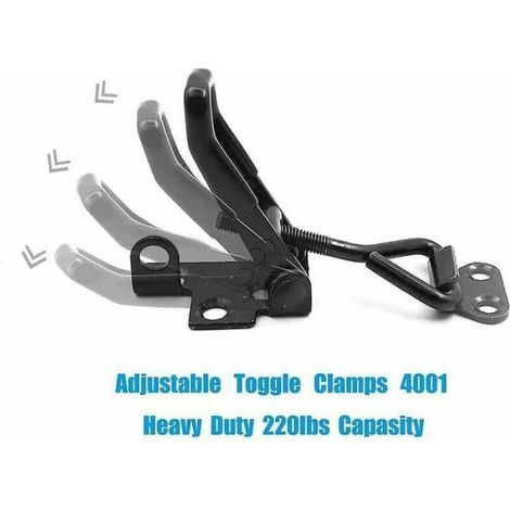 Loquet et targette - - Clip bascule réglable - Acier inoxydable - 2 pièces - Noir (1/4)
