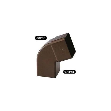 Curva in p.v.c quadrata per tubo pluviale testa di moro 80x80 67gr