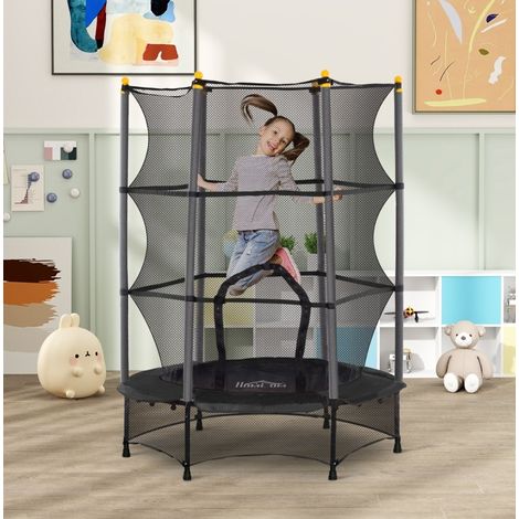 Trampolín infantil Ø140 cm con red de seguridad, interior y exterior, negro (1/5)