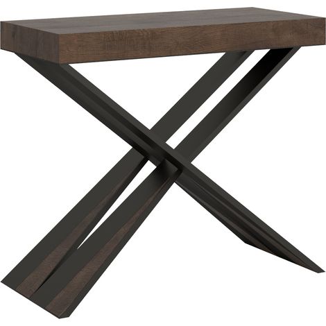 Console Extensible 90X40/196 Cm Diago Small Premium Noyer Structure Anthracite