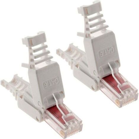 Packung mit 10 RJ45-Netzwerksteckern, Cat6, Cat7, Cat5, mit LAN-Kabel, werkzeuglos