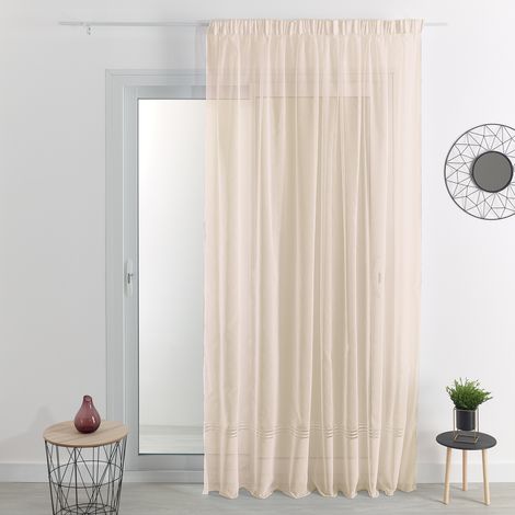 Voilage base tissée finition galon fronceur Crème 420x240 cm (1/3)