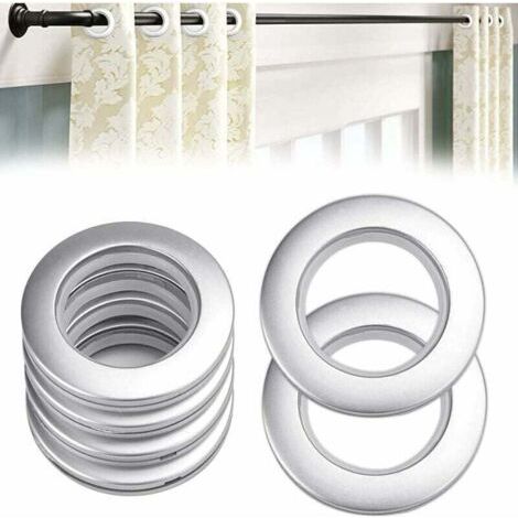 FENOPLASTICAFOREHILL 50 pezzi anelli per tende in plastica, anelli per occhielli per tende da 40 mm, anelli in plastica per aste per tende, occhielli in plastica argentati per tende da finestra, docci (1/5)