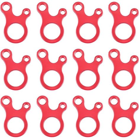 12 Pièces Tendeur de Corde Camping en Alliage d'Aluminium Ajusteur de Corde Guyline Tendeurs pour Tente Bâche Randonnée (Rouge (Forme d'escargot) (1/5)