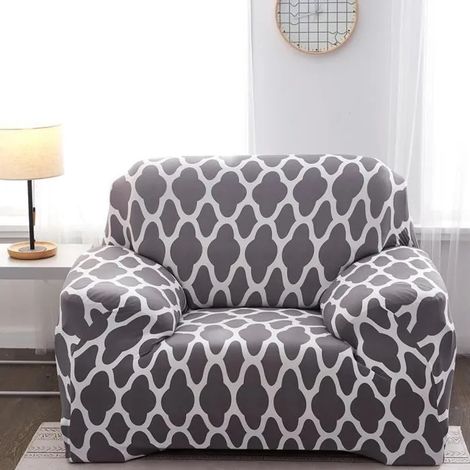 90-140cm Housse de canape 1 place, Housse de fauteuil 1 place avec accoudoirs, extensible, Couverture de Canapé Anti-acariens Gris (1/4)