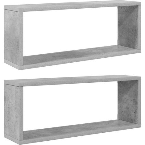 Wall Cube Shelf 2 pcs Concrete Grey 60x15x23 cm Engineered Wood vidaXL
