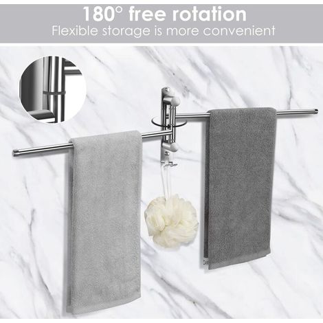 Toallero de 35 cm para baño y cocina, resistente y práctico, de acero inoxidable giratorio, fácil de limpiar -Crezuo