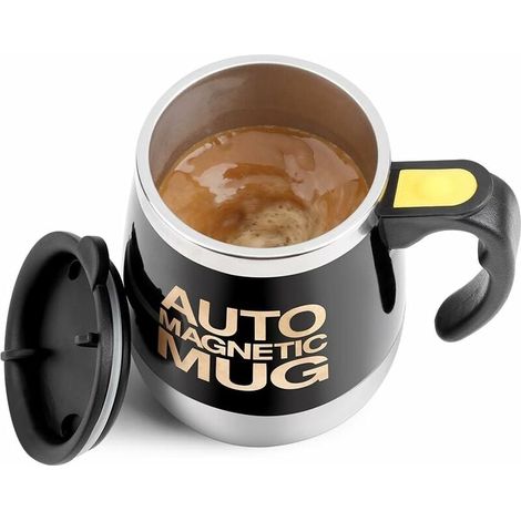 Tasse de mélange magnétique Tasse de café d'agitation automatique Tasse magnétique automatique d'acier inoxydable pour la protéine de cacao de lait de chocolat chaud de thé de café-Fei Yu (1/4)