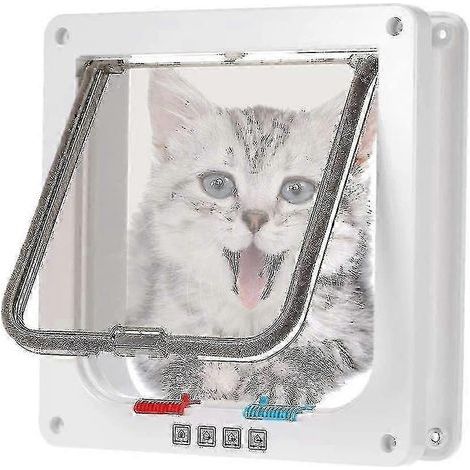 Porte pour chat à puce électronique. porte pour animaux de compagnie marron avec kit de vis. porte d'entrée de sécurité de taille moyenne. compatible avec les chats et les petits chiens. (1/5)