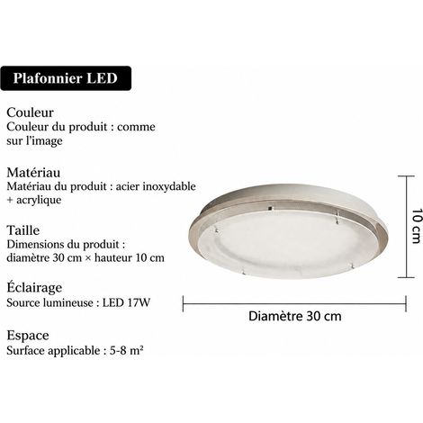 Plafonnier rétro en verre Bauhaus chrome 30 cm, variation 3 couleurs et spectre complet, chambre bureau 1 kg – Livraison gratuite
