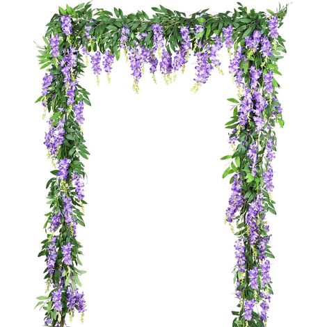 Guirlande de glycine artificielle en soie (2 pièces, 1,8 m chacune) - Décoration florale et végétale pour la maison, le jardin, l'extérieur ou une arche de mariage.-AquaForge (1/5)