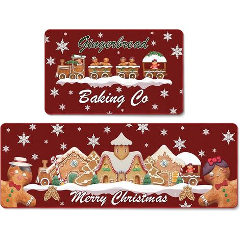 Tapis de Noël en Pain d'épices, Tapis de Cuisine et Décorations d'Hiver en Pain d'épices (1/5)