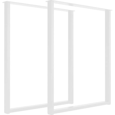 CM Furniture 2 gambe per tavolo in metallo - Bianche - Altezza 43 cm - 43 x 43 cm - Gambe rettangolari stabili per tavolo - Verniciate a polvere - Traverse per mobili, per scrivanie da sala da pranzo,