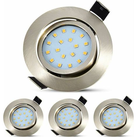 MINE Lot de 4 Spots LED Encastrables, Plafonniers LED à encastrer 5W, Orientables 40°, Éclairage jusqu’à 120°, Ultra Plats 28mm d’épaisseur, Blanc Neutre 4500K [Classe énergétique F] (1/5)