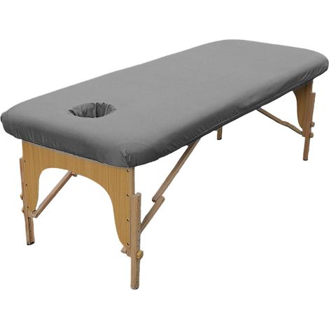 Housse pour table de massage : 80 x 190 cm - Housse pour table de massage résistante à l'huile - Lavable avec trou - Housse de massage élastique pour tables de maquillage, spa, bancs de