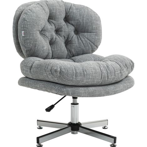 Bürostuhl, Ergonomisch Schreibtischstuhl, Weicher und Geposterter Sitzfläche, Höhenverstellbar Drehstuhl mit Leinenoptik, für Home-Office, Grau