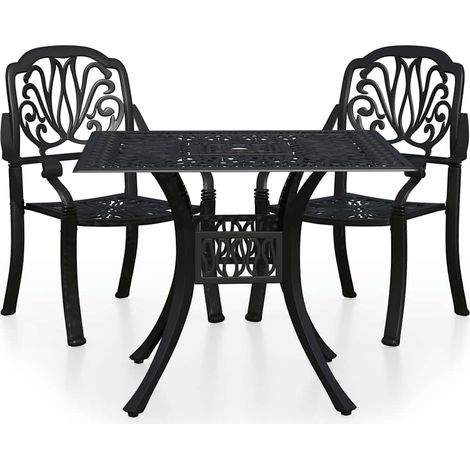 Maison Exclusive - 3-tlg. Bistro-Set Aluminiumguss Schwarz (1/5)
