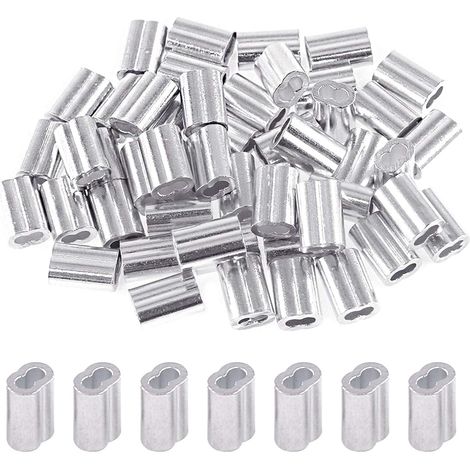 Lot de 200 manchons à double barillet en aluminium de 1,5 mm pour câble métallique et extrémité de câble (1/16"-200 pièces) (1/5)