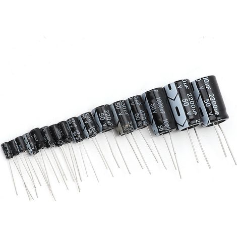 Kit 150 condensateurs électrolytiques 50V, 1uF à 2200uF, assortiment de composants électroniques pour réparation et bricolage (1/3)