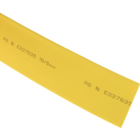Gaine thermorétractable RS PRO, Dia. 18mm Jaune rétreint 3:1, 3m ( Prix pour Bobine de 3 Mètres )