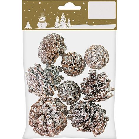 Deko Zapfen 3,5 cmmit Schnee beflockt, 50 Gramm Deko Weihnachten