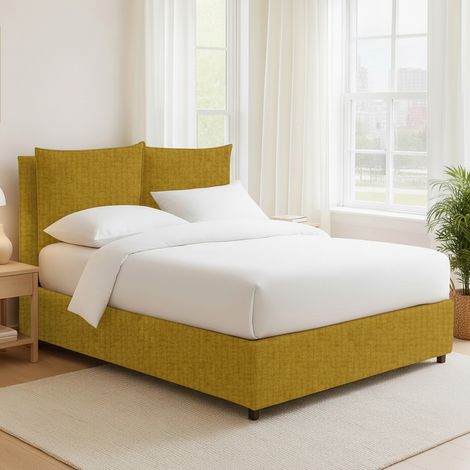 Cama Plaza y Media Newton, Desenfundable, Hecho en Italia, Amarillo Ocre (1/5)