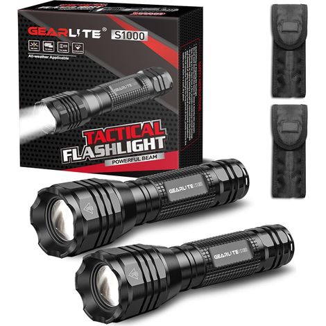 Lampe Torche LED Ultra Puissante 2 Pièces, 5000 Lumens 5 Modes Mini Lampe De Poche LED Ultra Puissante, IP65 Étanche Zoomable Lampe Tactique Aluminium pour Enfant Camping Urgences (1/5)