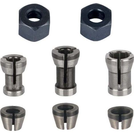Mandrin de Fraiseuse - Lot de 8, Collet Mandrin Affleureuse (6 mm, 6.35 mm, 8 mm), Pince de Serrage Defonceuse, Adaptateurs de Pince,de (1/5)