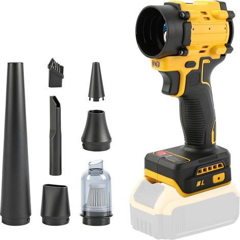 Souffleur et aspirateur sans fil 2 en 1 compatible avec la batterie 18V, souffleur d'air sans balais/aspirateur à air comprimé 150W avec 5 embouts pour voiture ateliers claviers (sans batterie) (1/5)